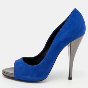 Pierre Hardy Blue Suede Open Toe Pumps Size 39